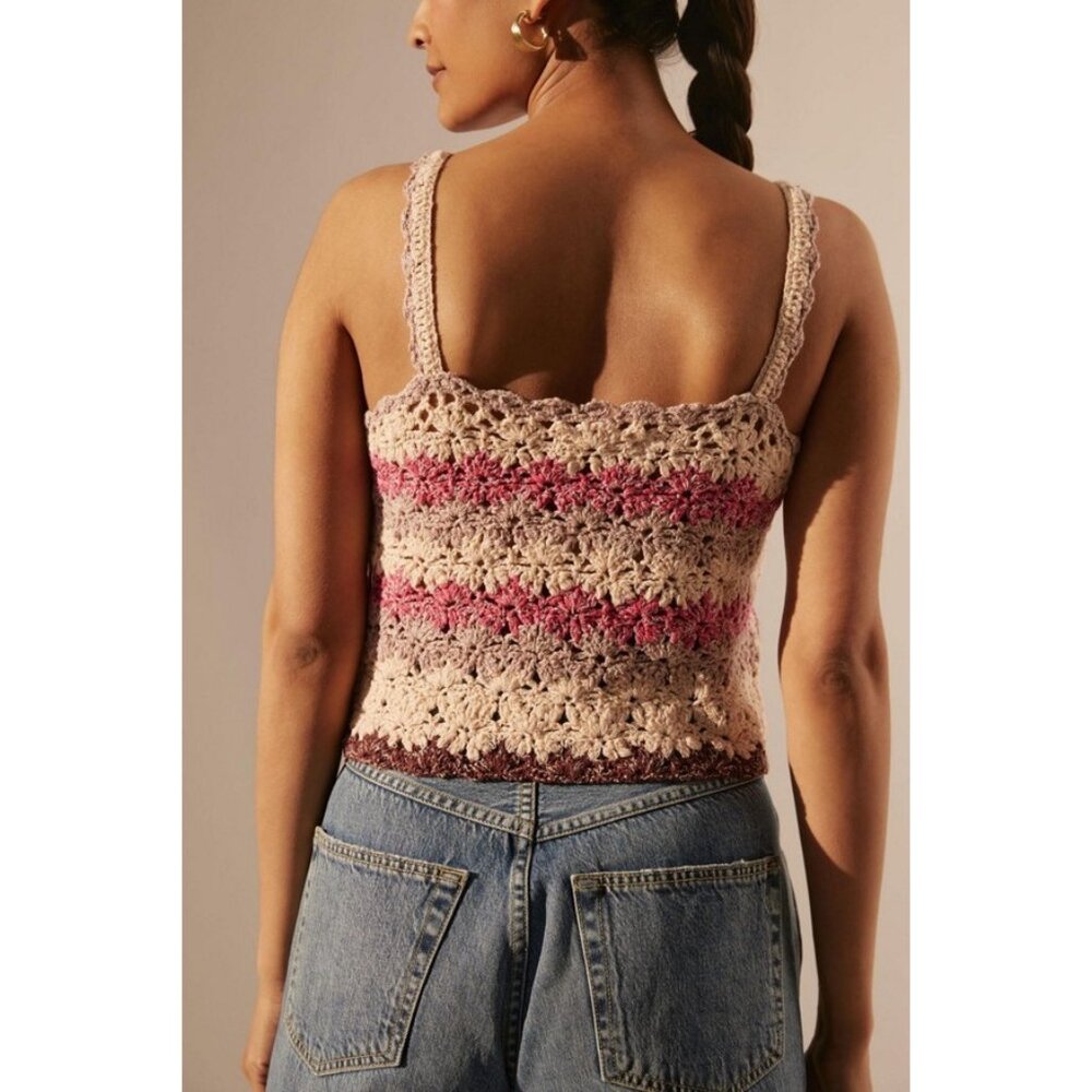 Anthropologie Crochet Neutral Tone Crop Top | Coastal Cowgirl Eclectic Grandpa - Picture 6 of 16